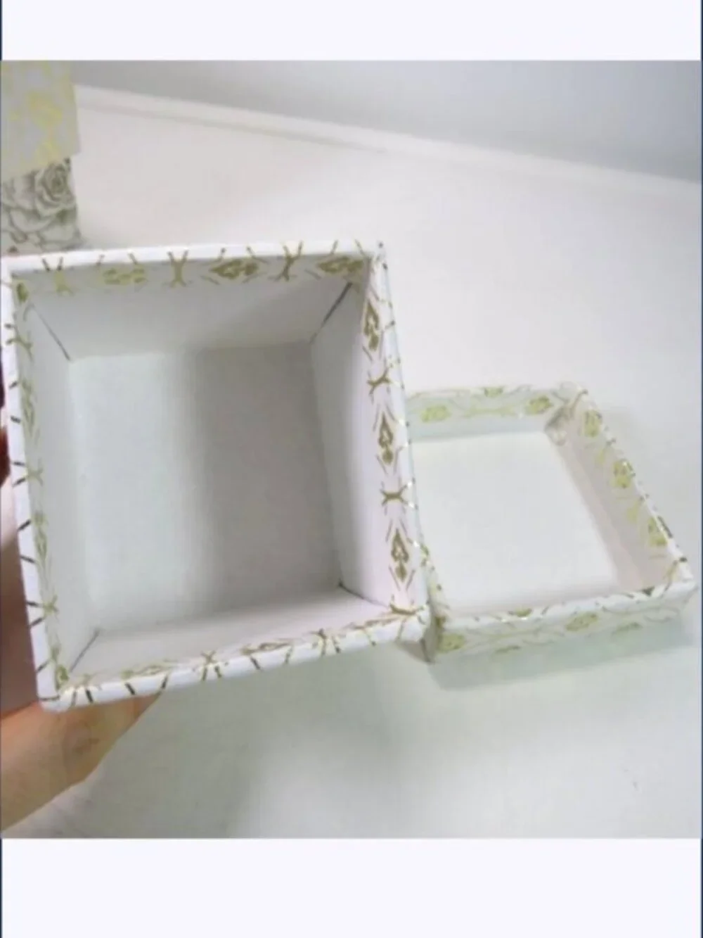 White Gold Foiled Decorative Gift Box Bundle 3pc Magnetic Closure Angel Roses
